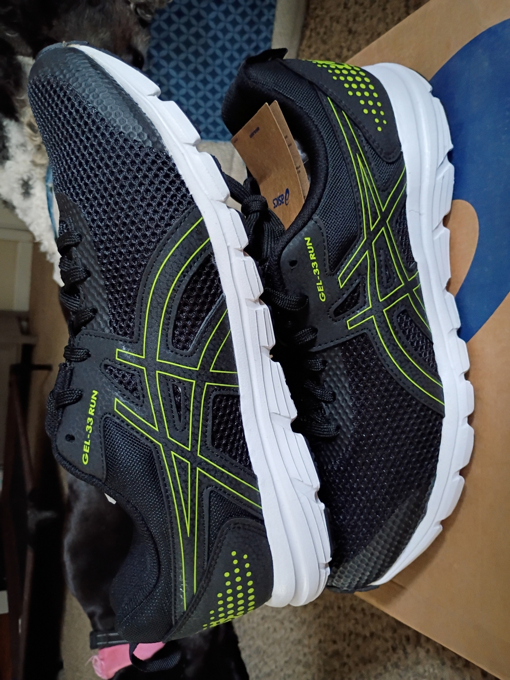 Asics Black and Lime GEL-33 Run Men's Athletic Shoes